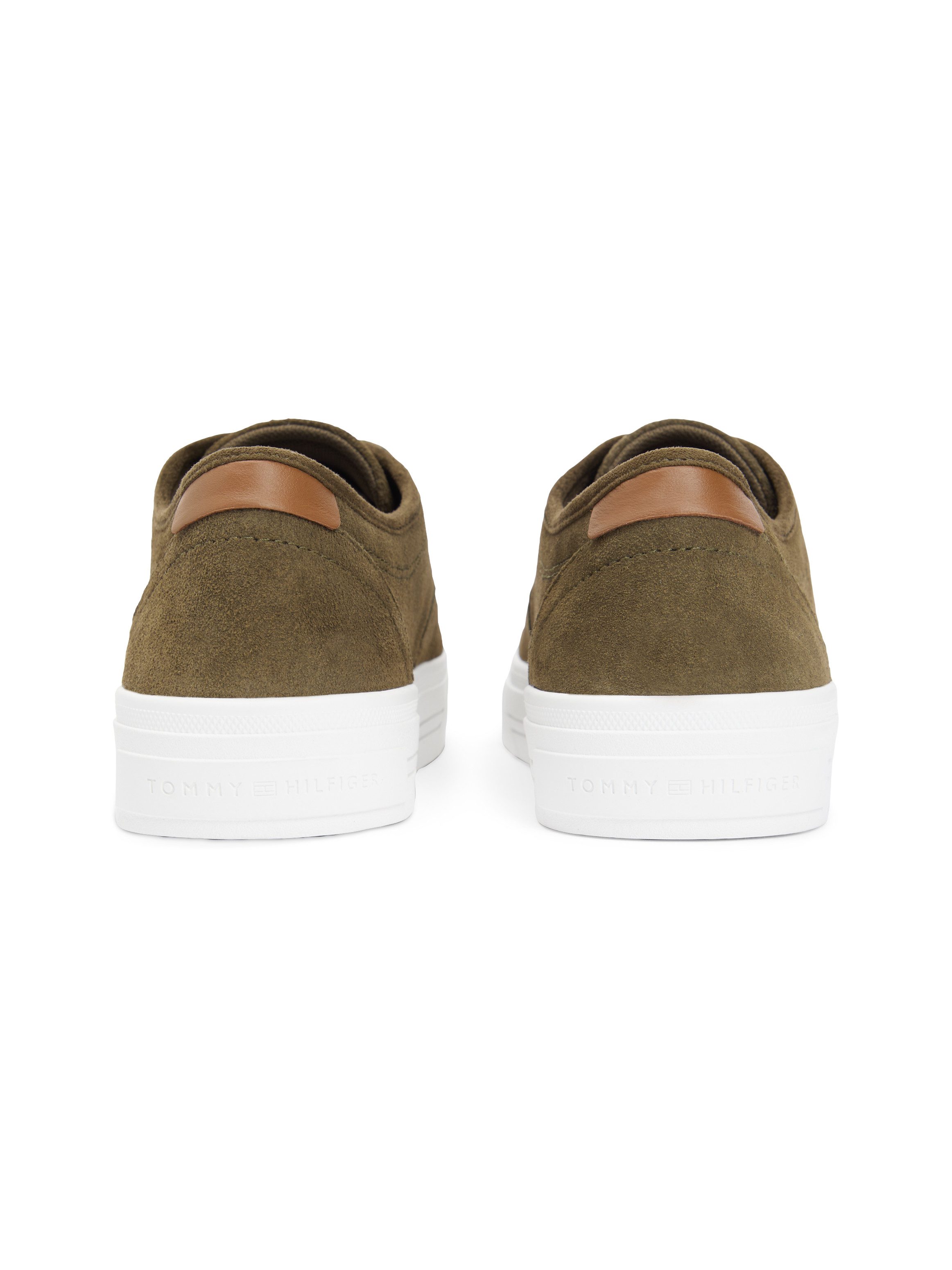 Tommy Hilfiger TH VULC CUP SUEDE Sneaker Freizeitschuh, Halbschuh, Schnürschuh mit honigfarbener Plateausohle