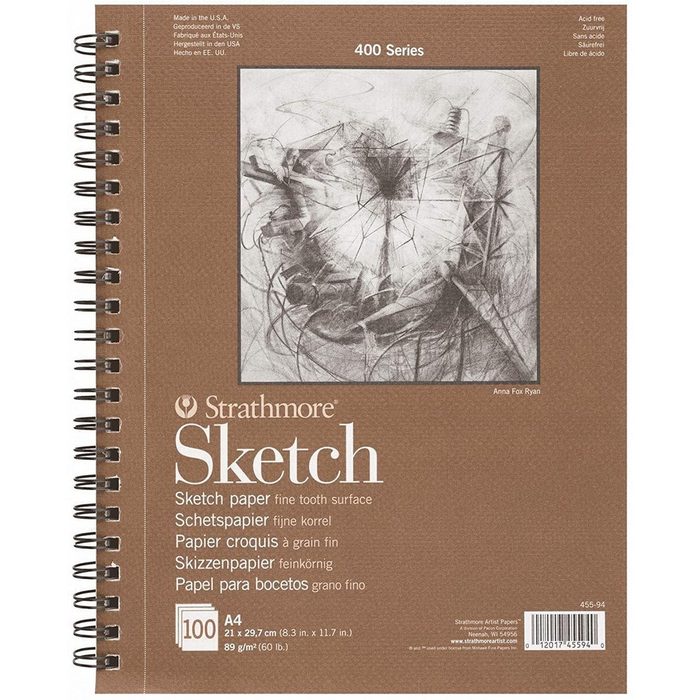 Strathmore Artist Papers™ Skizzenblock Skizzen-Papier Spiralblock A4 21 x 29 7 cm 89 g/m² 100 Blatt 400 Series Sketch