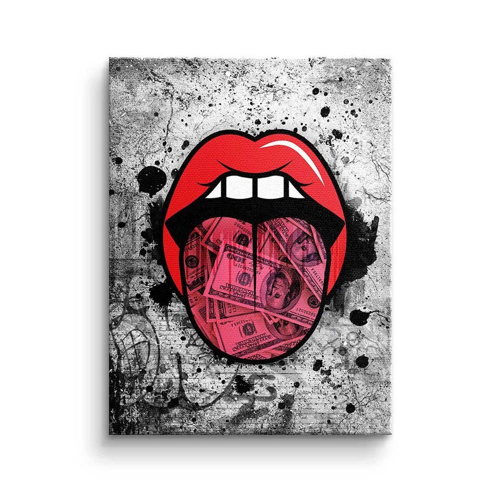 DOTCOMCANVAS® Leinwandbild, Premium Leinwandbild - Pop Art - Graffiti Kiss - Inspiration - Erfol ohne Rahmen