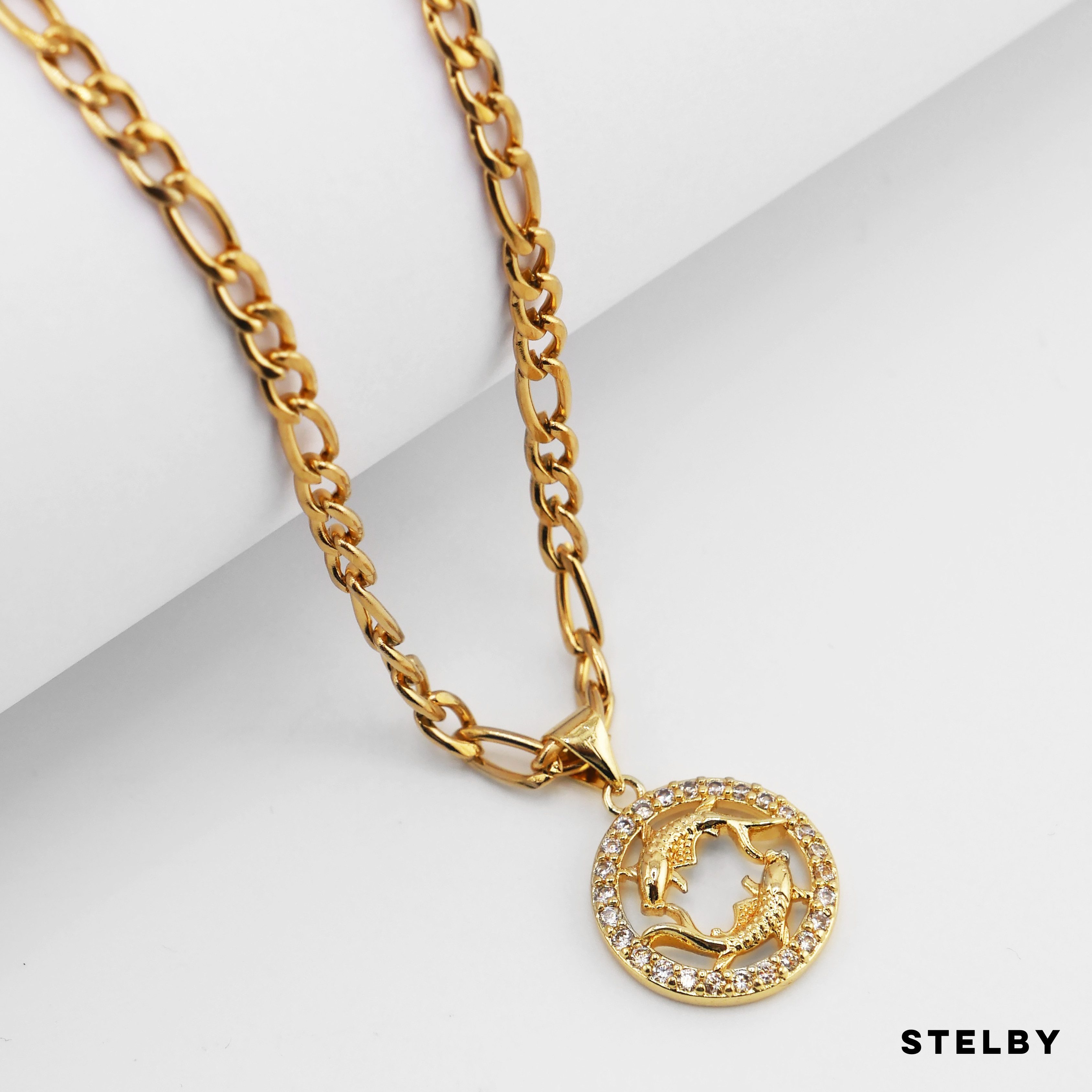 Stelby Kette mit Anhänger Sternzeichen Fische Halskette vergoldet - Schmuck günstig online kaufen