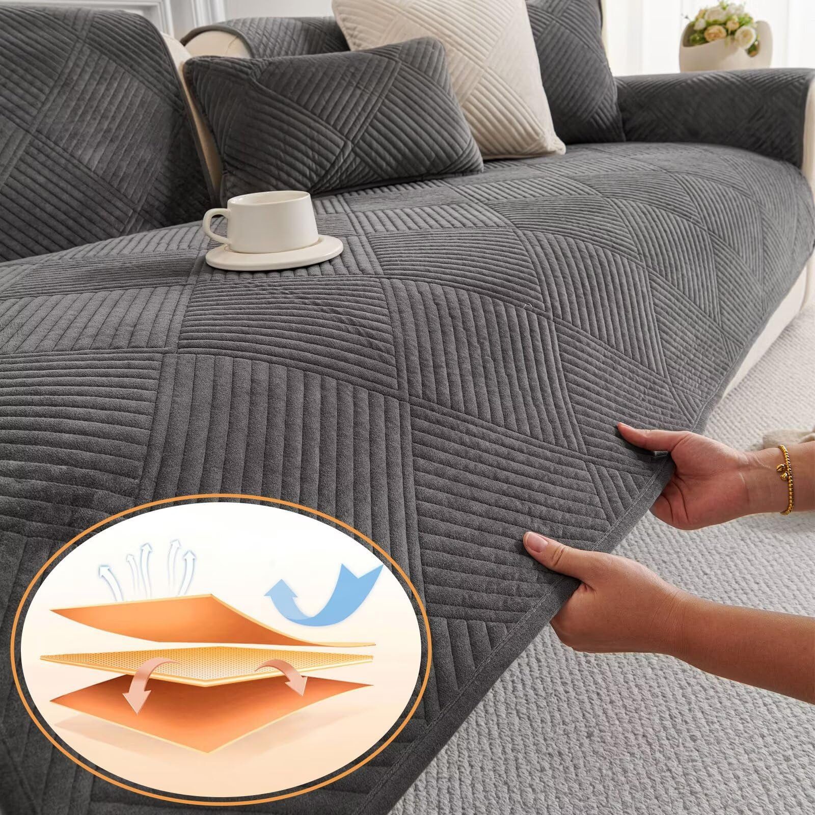 Bellaro Life Sofaschoner Hund Katze Sofaschutzdecke: 1-4-Sitzer Ecksofa,Sofa Überwurf, Kurzflor