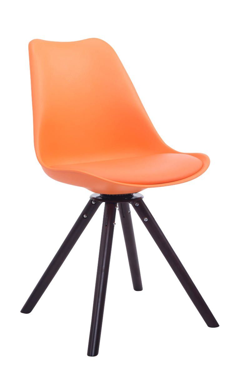 (Küchenstuhl Buchenholz hochwertig Troll gepolsterter orange Besucherstuhl Gestell: Sitzfläche: - - Esszimmerstuhl Wohnzimmerstuhl), mit Sitzfläche Kunstleder Walnuss TPFLiving - rund Konferenzstuhl -