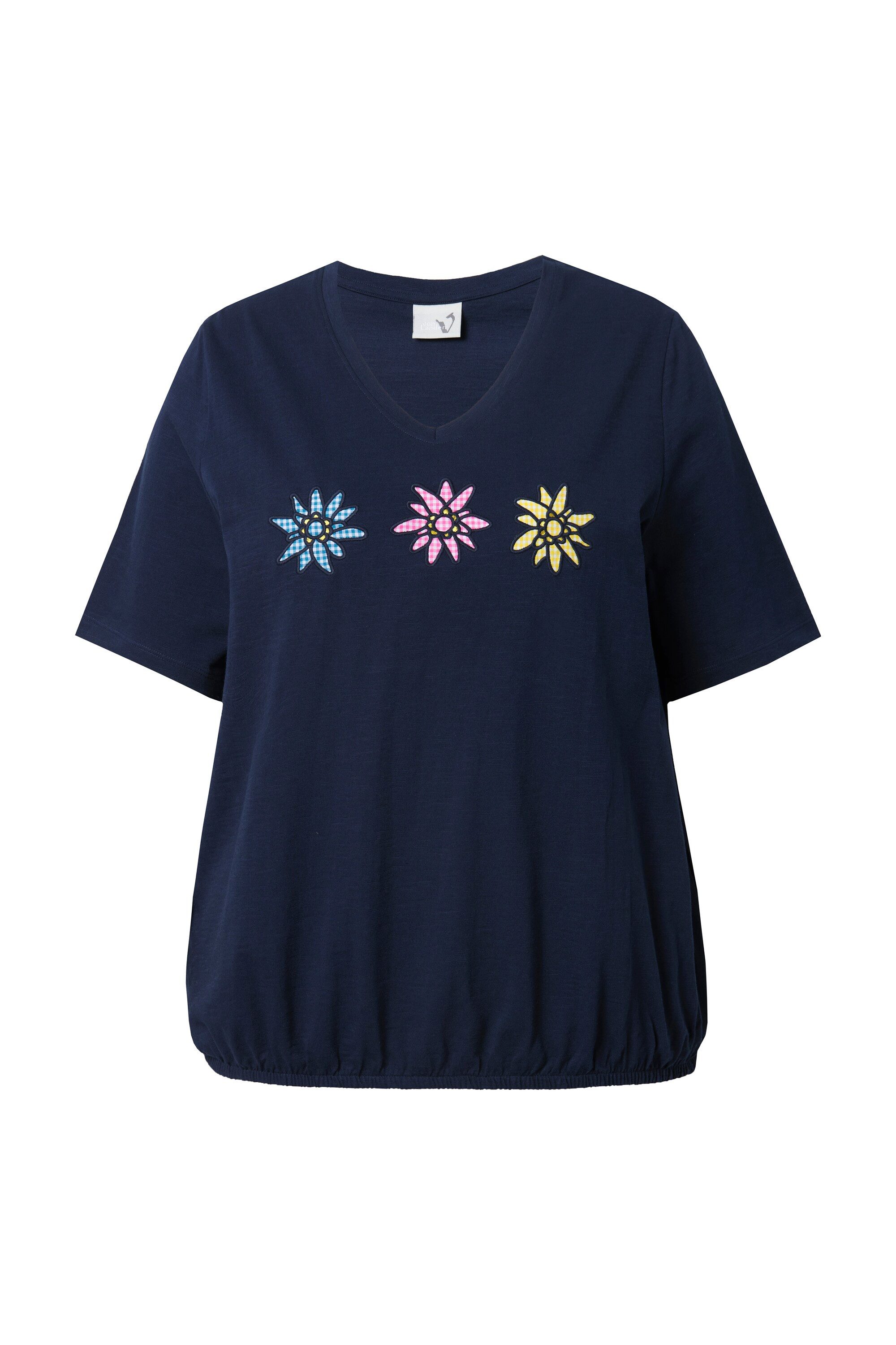 Ulla Popken T-Shirt T-Shirt Stickerei V-Ausschnitt günstig online kaufen