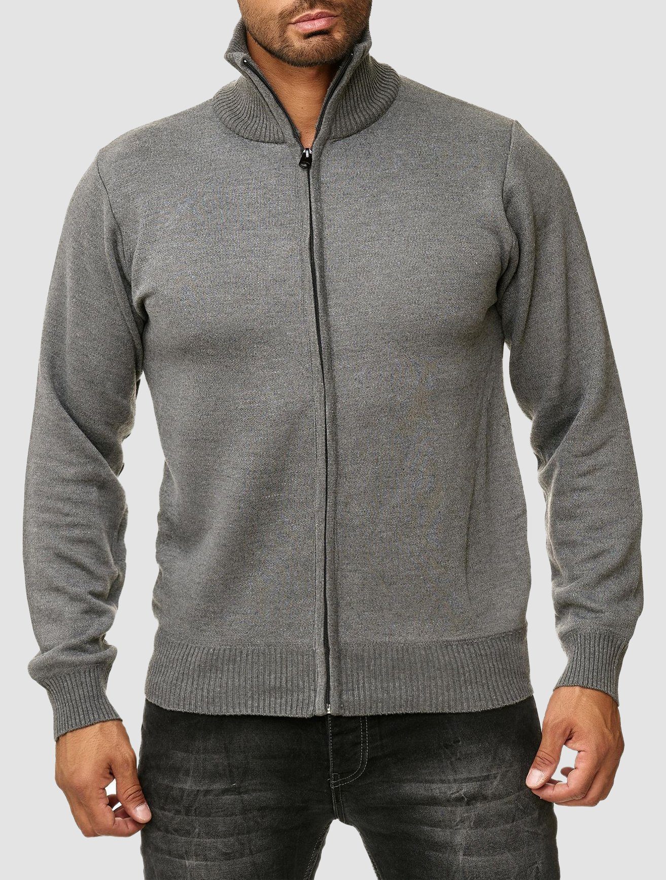 Egomaxx Cardigan Cardigan Strickweste Strickjacke Feinstrick Stehkragen H25 günstig online kaufen