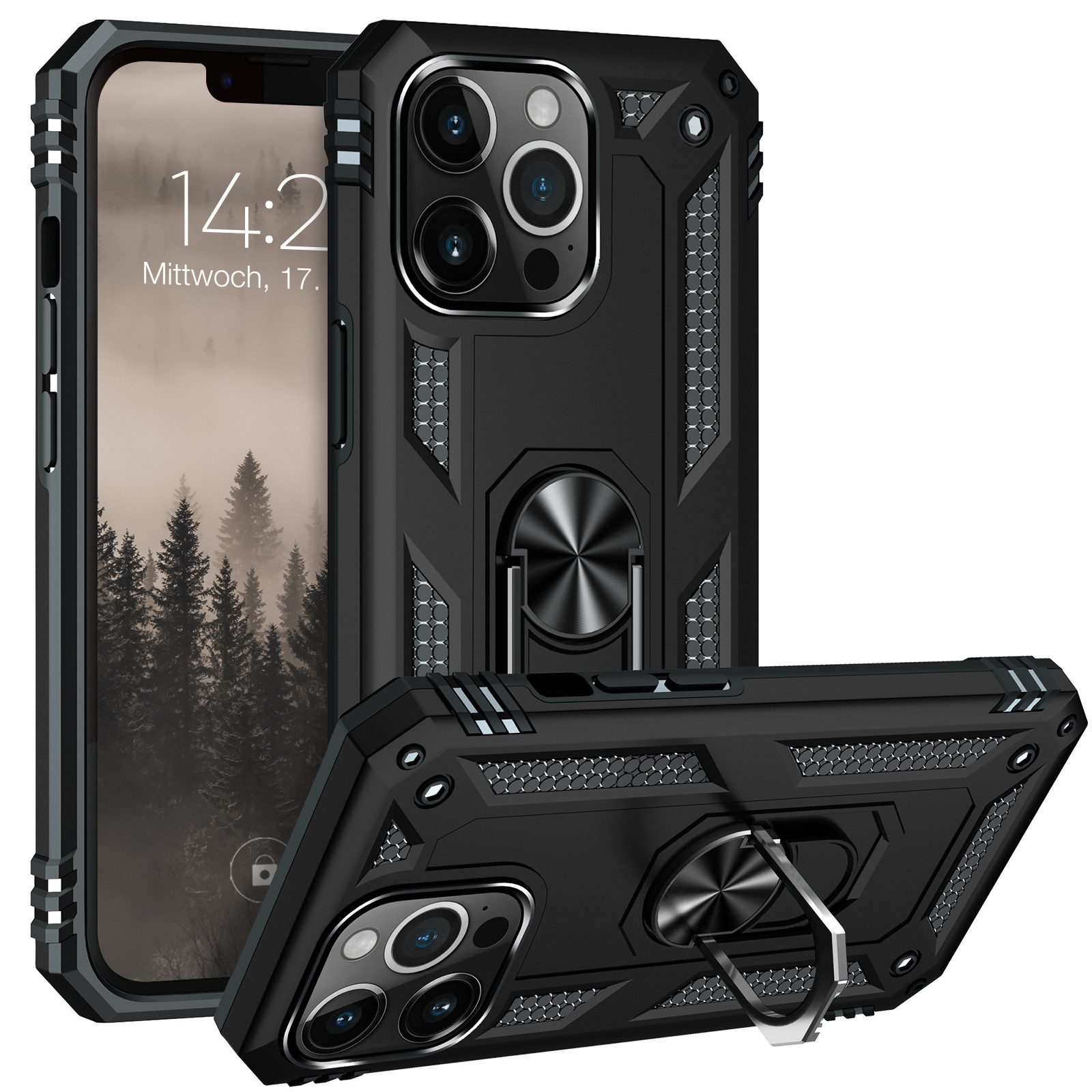 Tec-Expert Handyhülle Outdoor Cover Hülle für Apple iPhone 13 Pro 6.1 Zoll, 6.1, Premium Hülle aus verstärktem Polycarbonat