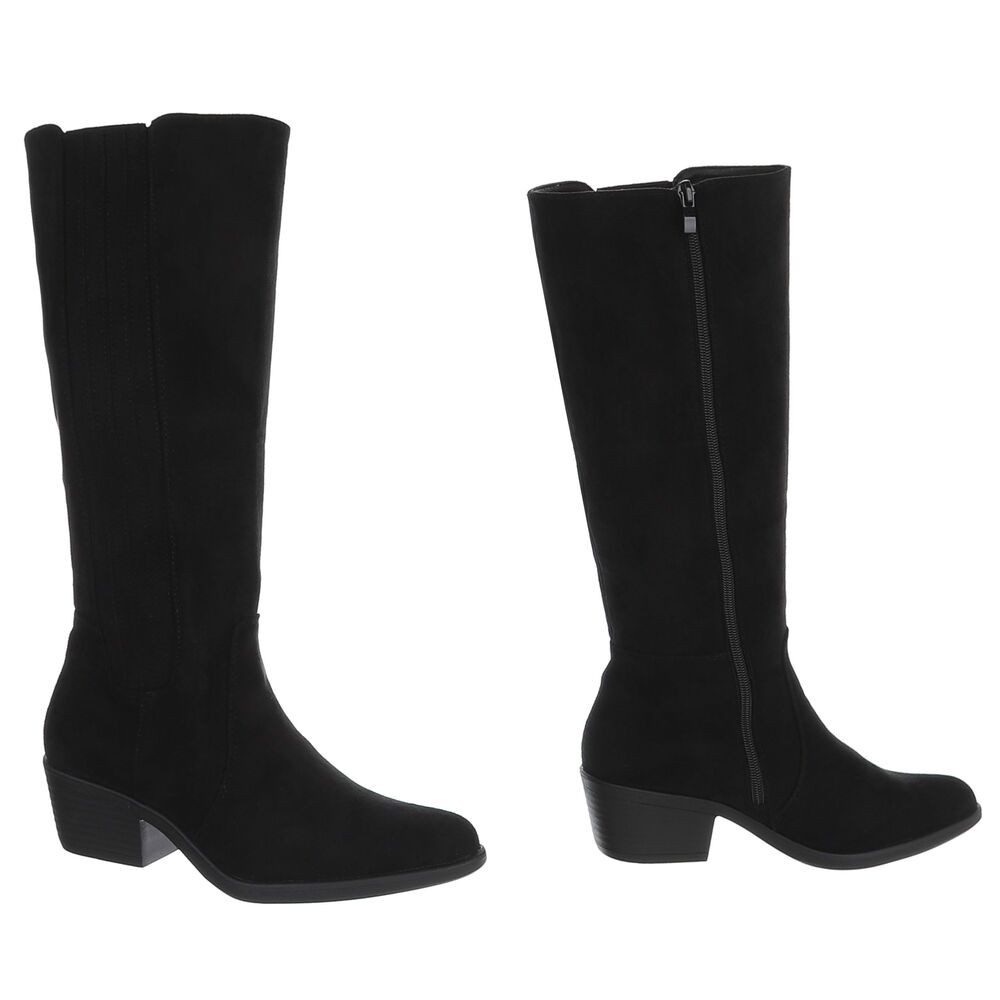 Ital-Design Damen Kniehoher Stiefel mit Blockabsatz, elegant Stiefel (92002449) Blockabsatz Stiefel in Schwarz – Bild 4 von 5