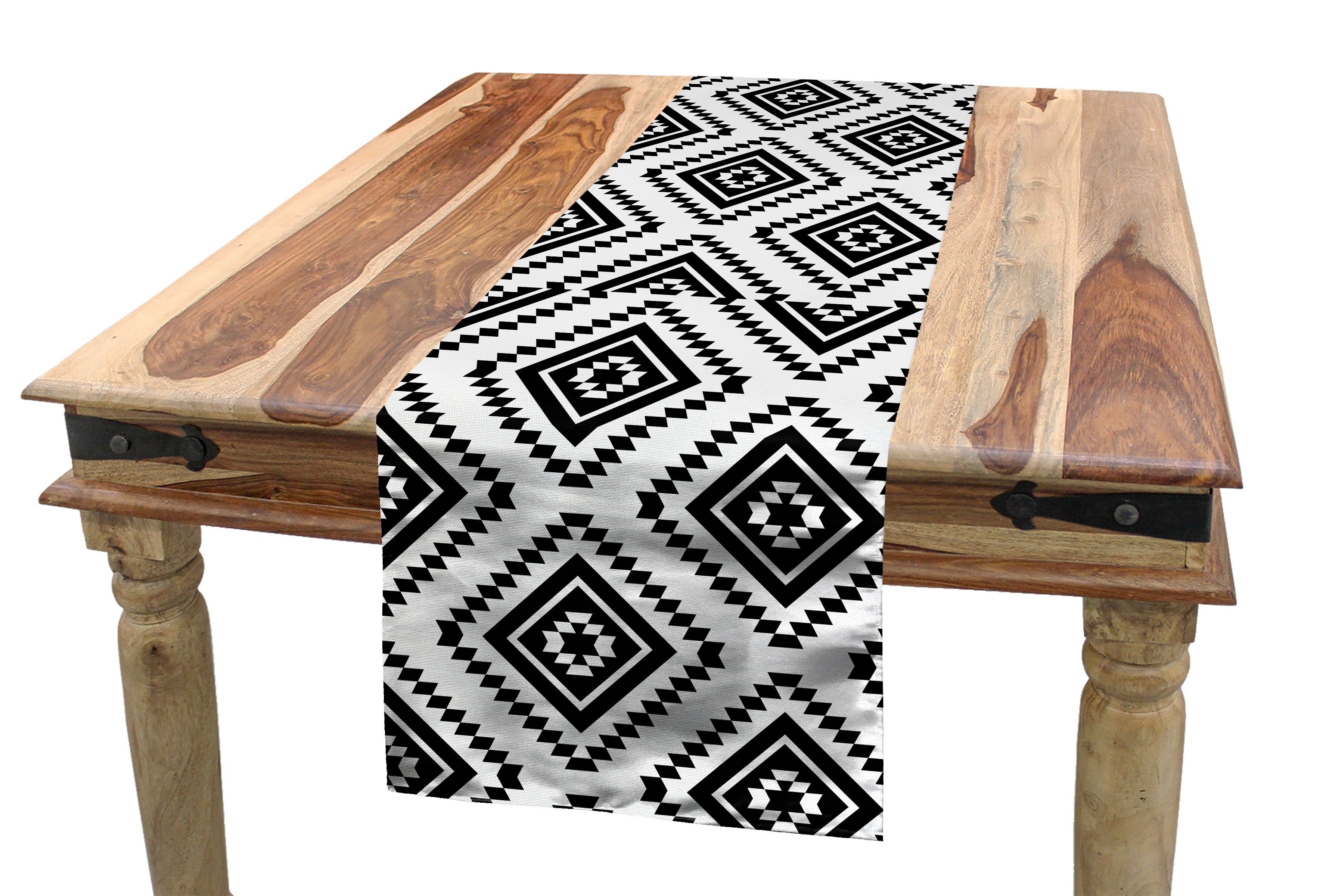 Abakuhaus Tischläufer Esszimmer Küche Rechteckiger Dekorativer Tischläufer, Geometrisch monochrome Americas