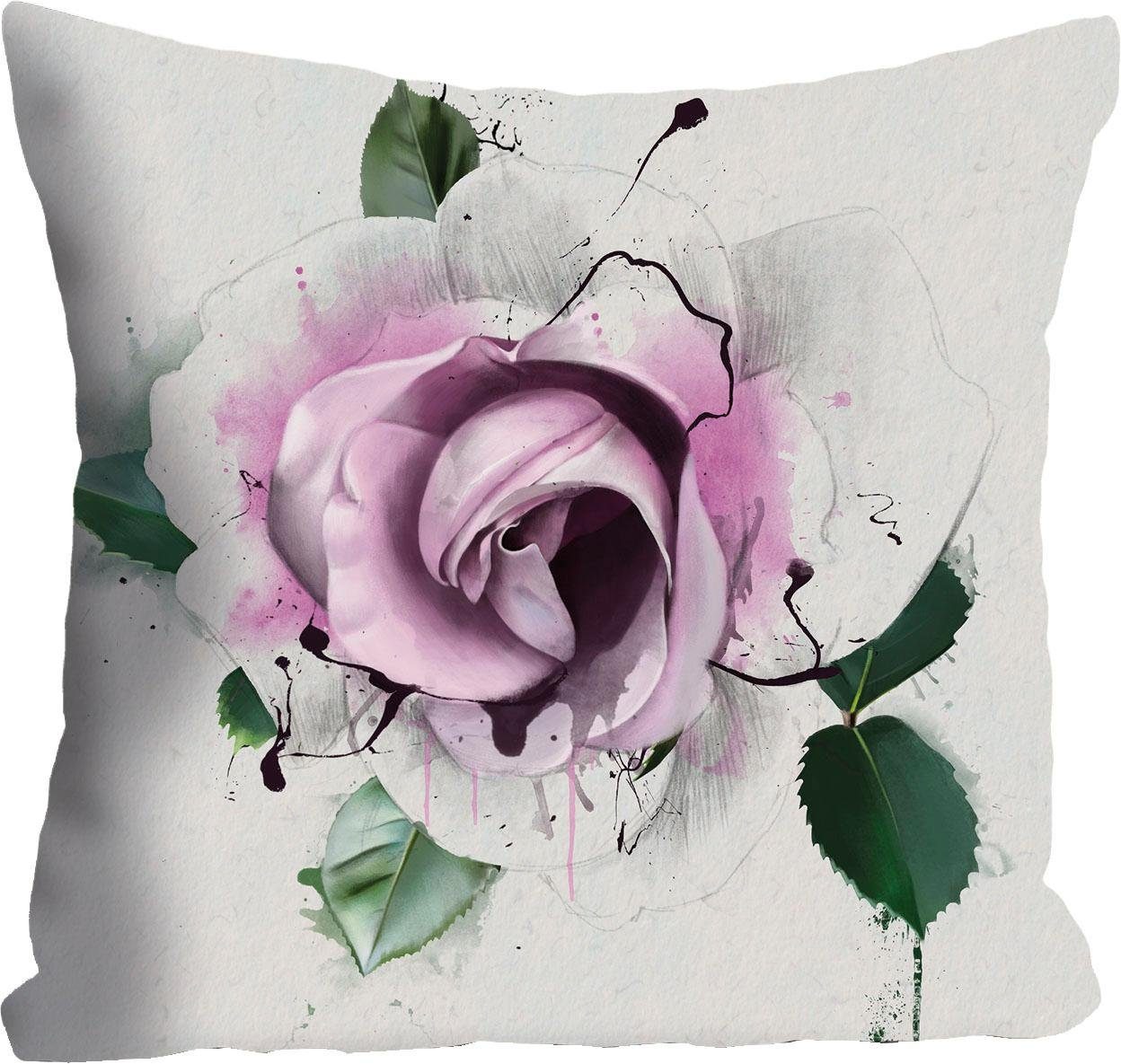 queence Dekokissen »rosa Blüte«, Kissenhülle ohne Füllung, 1 Stück
