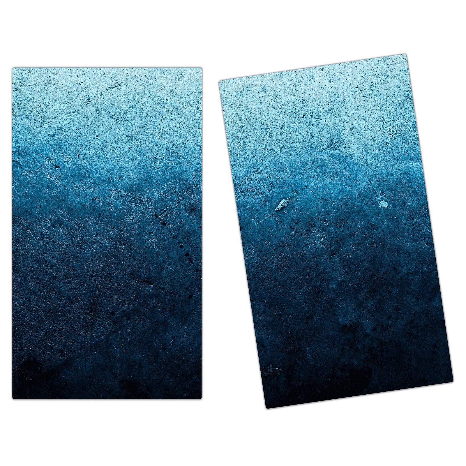 Primedeco Herd-Abdeckplatte Herdabdeckplatte Spritzschutz aus Glas Blaue Grunge Wand, Glas, (2 tlg)