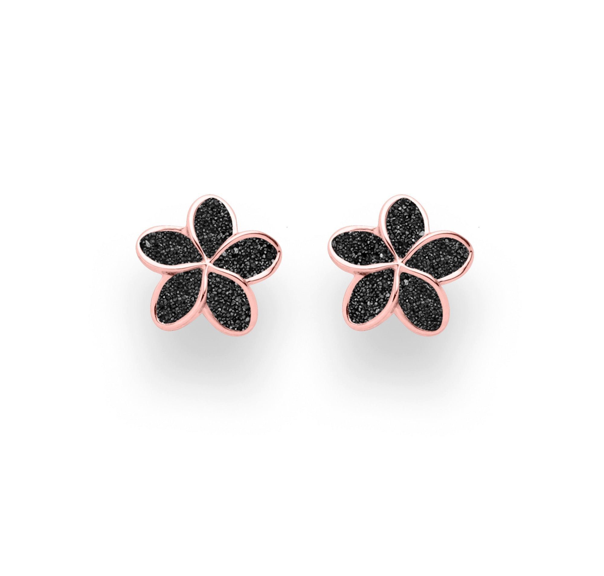 Ohrring-Set DUR Schmuck: Ohrringe, Ohrstecker ''Plumeria Blüte" 10 mm, mit Lavasan