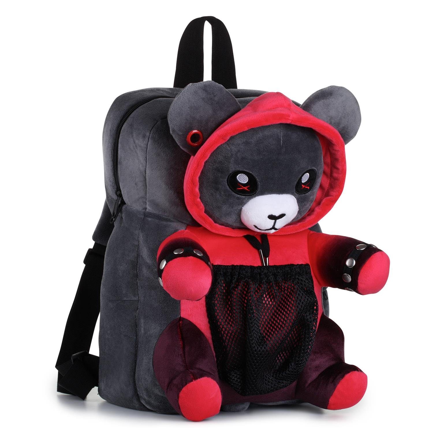 Corimori Rucksack Große Kuscheltier Plüsch Tasche (Einhorn und Bär), Flauschig, Backpack, Gothic, Kawaii Schulsachen, Kuscheltier, Motorrad