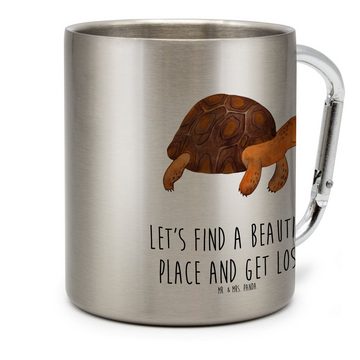 Mr. & Mrs. Panda Tasse Schildkröte Marschieren - Transparent - Geschenk, Meerestiere, Urlaub, Edelstahl, Einzigartiges Design