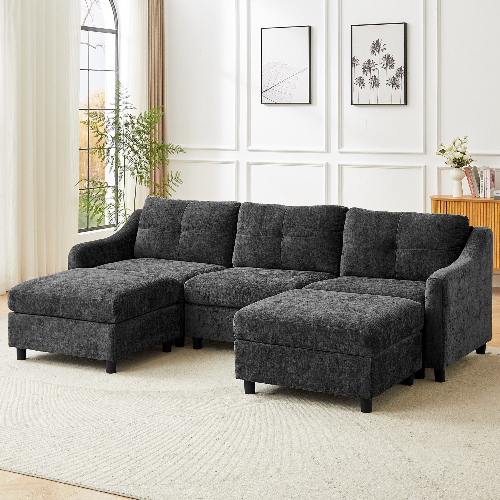 Jiexi Wohnlandschaft Ecksofa Mit Schlaffunktion Kordsofa, L oder U Form Cou günstig online kaufen