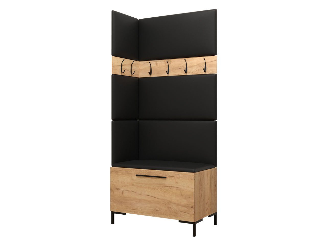 MIRJAN24 Garderoben-Set Zilion IV, (Komplett-Set, Schuhschrank, 2x Kleiderhakenbrett, Paneel 3x 42x42 und 4x 84x42), Auswahl aus Fronten und Polsterplatten