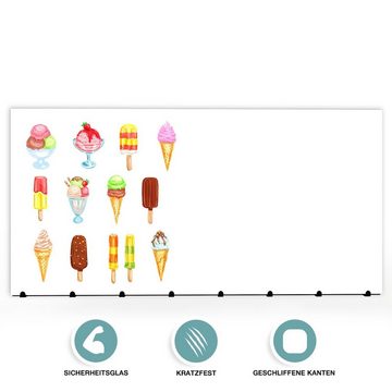 Primedeco Garderobenpaneel Magnetwand und Memoboard aus Glas Illustration Eiscreme