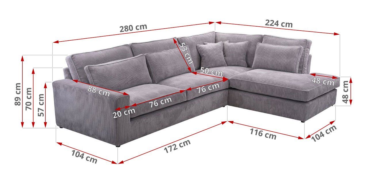 für Ecksofa modern MKS L-förmiges CARDI MÖBEL Stil, lose Ecksofa Kissen MINI, das Wohnzimmer,