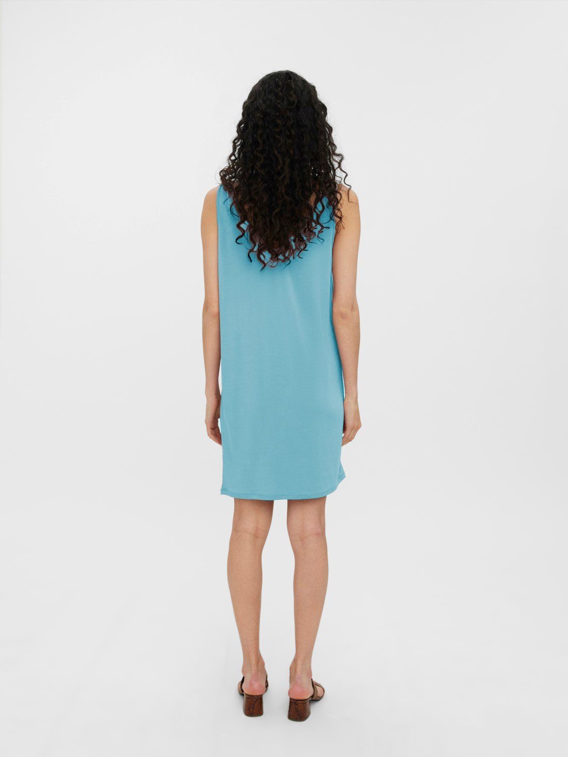 (kurz, Basic Moda Blau Kurzes Shirtkleid Ärmelloses Vero 4106 VMFILLI Mini 1-tlg) Kleid in