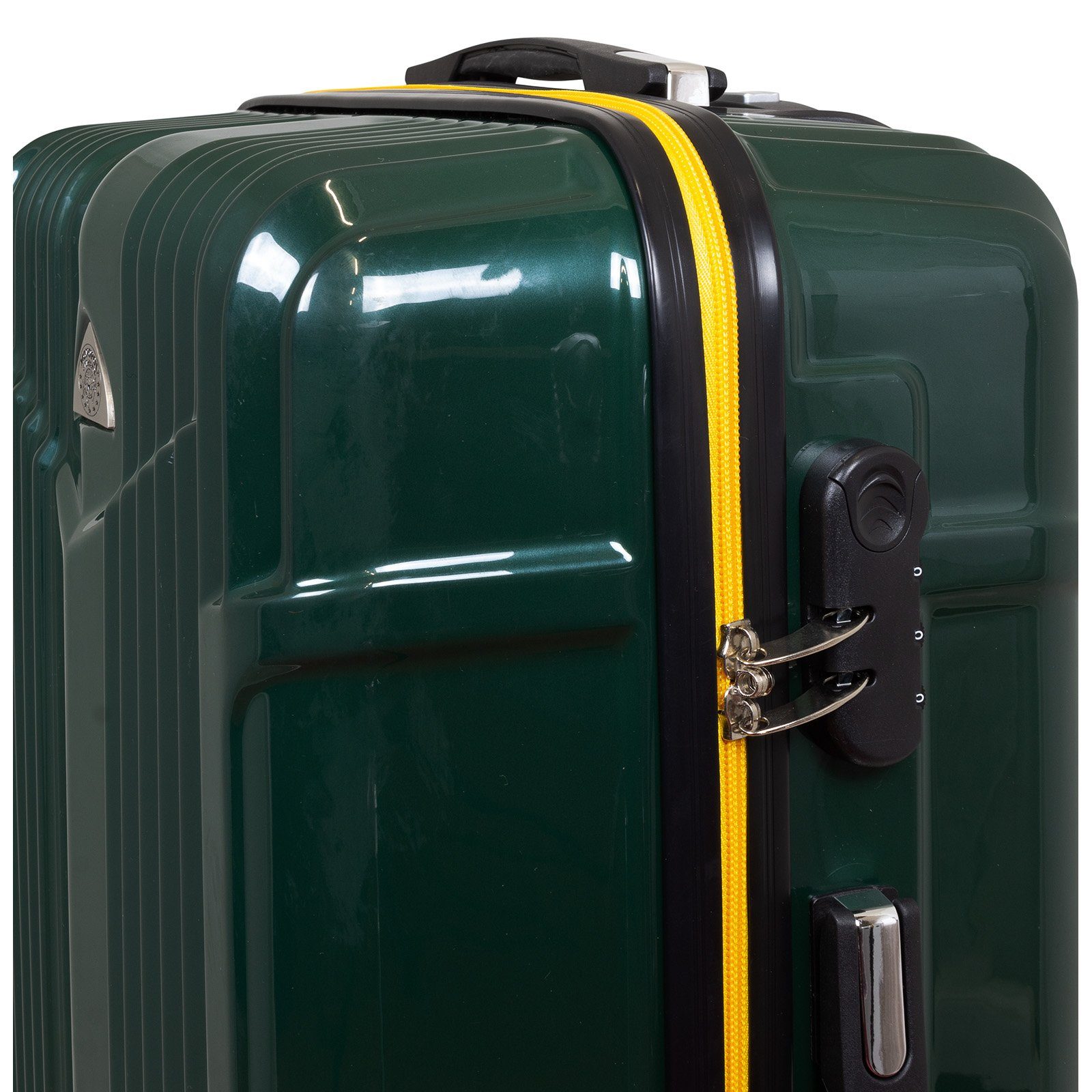 Rollen, grün Hartschale 4 Koffer Handgepäck-Trolley Trendyshop365 58cm Farben, 4 Zahlenschloss, Daytona, Polycarbonat
