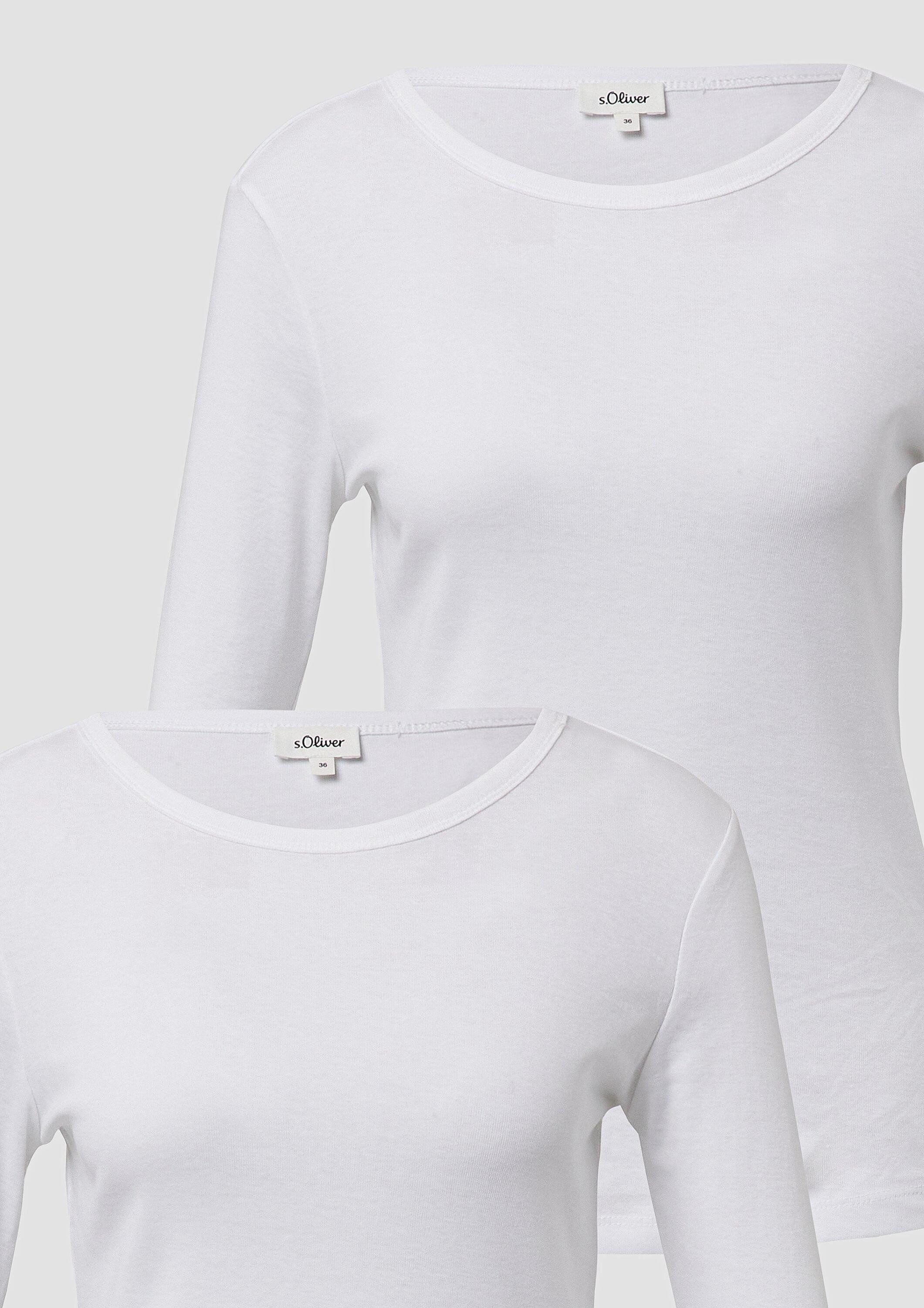 s.Oliver Langarmshirt T-Shirt Geripptes Slim-Fit-Longsleeve im 2er-Pack