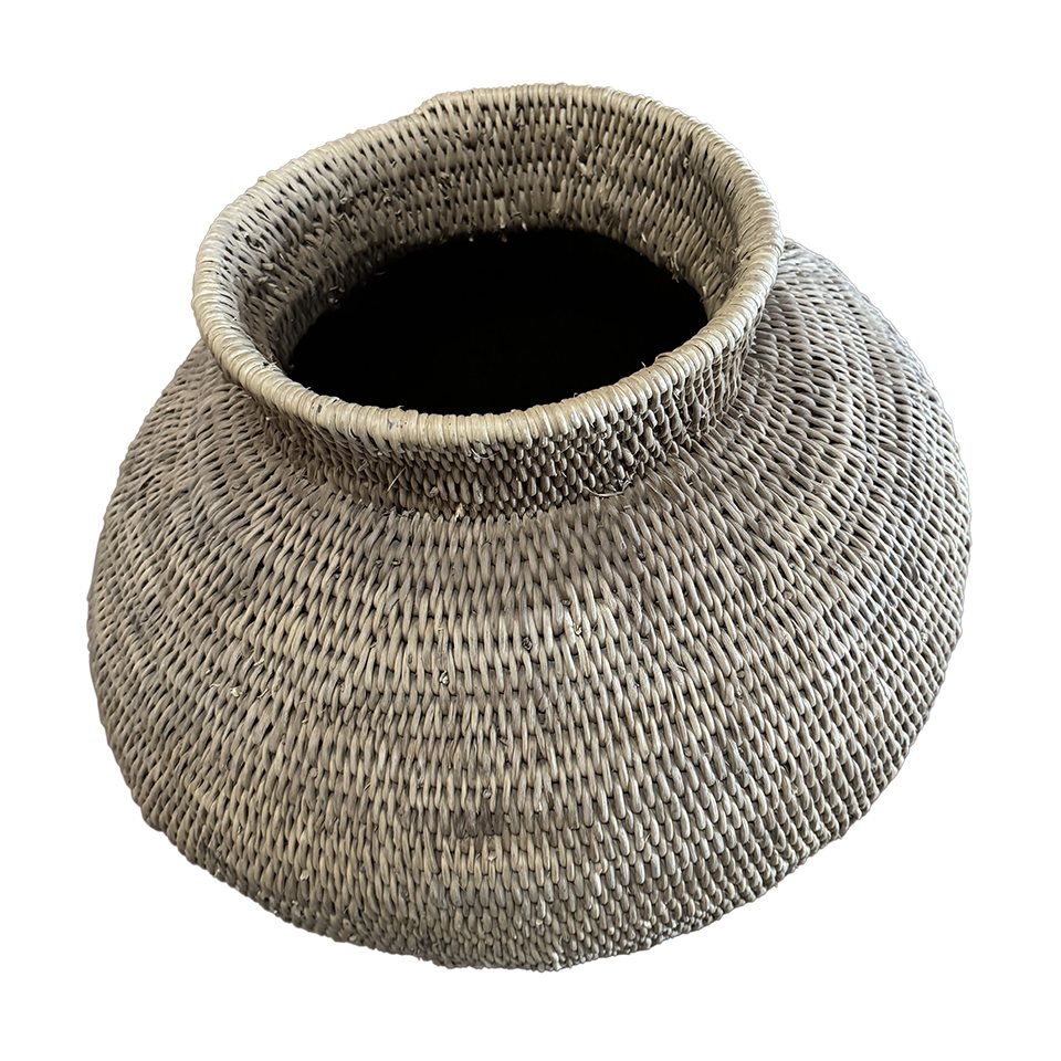 Thumbnail - African Rainbow Craft Weidenkorb (Bohero Korb Unbemalt - Krugform - (Simbabwe) - Large)