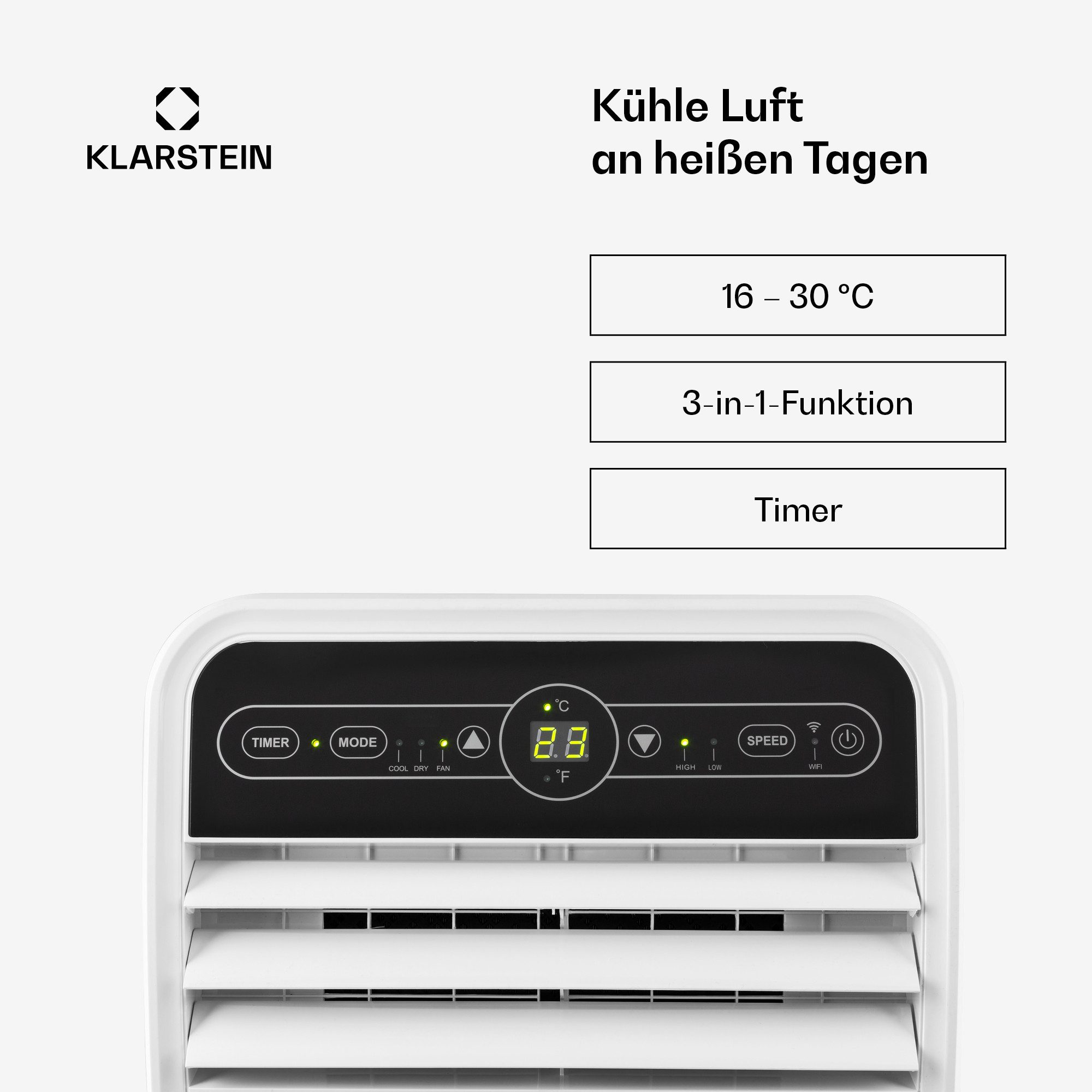 Klarstein Klimagerät Metrobreeze 9 New York City, Klimagerät mobil Air Conditioner Kühlgerät Luftkühler