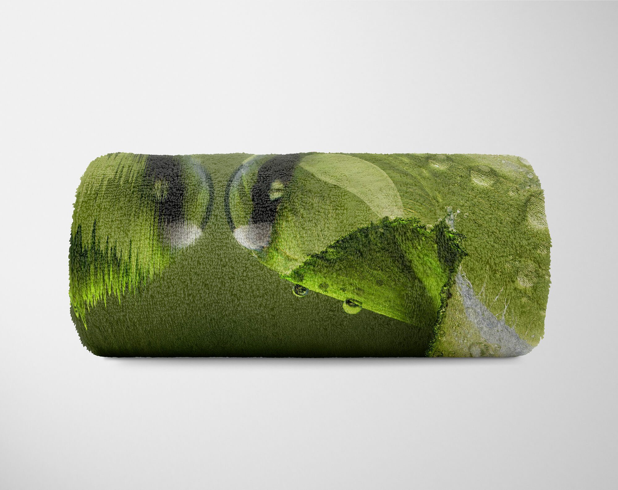 Handtuch Handtücher Art Baumwolle-Polyester-Mix Kuscheldecke Sinus Handtuch Strandhandtuch Fotomotiv Saunatuch Wassertropfen, Grün (1-St), mit