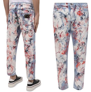 DOLCE & GABBANA 5-Pocket-Jeans DOLCE & GABBANA Painted Jeans Splatter Denim Pants Hose Trousers Italy