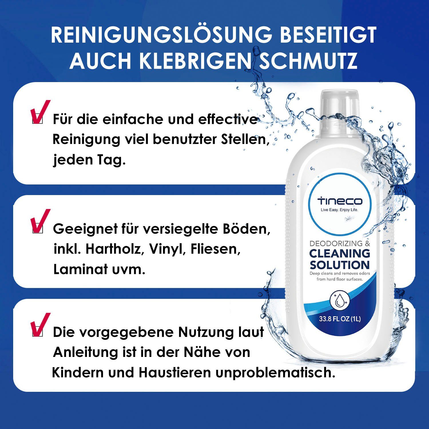 Tineco Multi Oberflächen Reiniger 1 Liter Fussbodenreiniger (1-St. 1 Liter Flasche Reinigungsmittel)