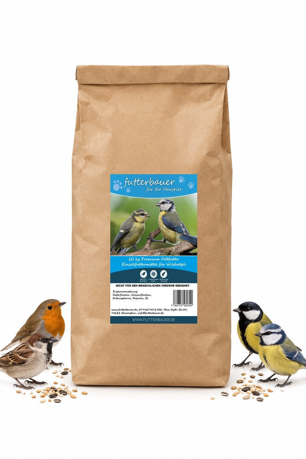 futterbauer Futterbauer Premium Line 10 kg Fettfutter Vogelfutter, für: Vogel