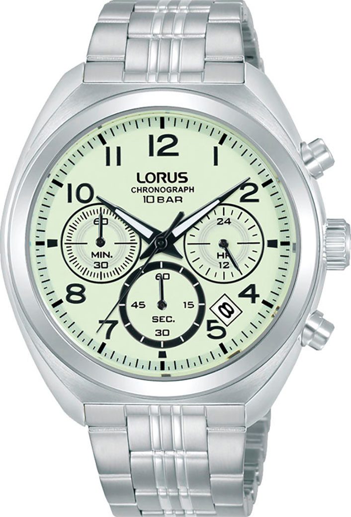 LORUS Chronograph RT393KX9, Quarzuhr, Armbanduhr, Herrenuhr, Edelstahlarmband, analog, Tag