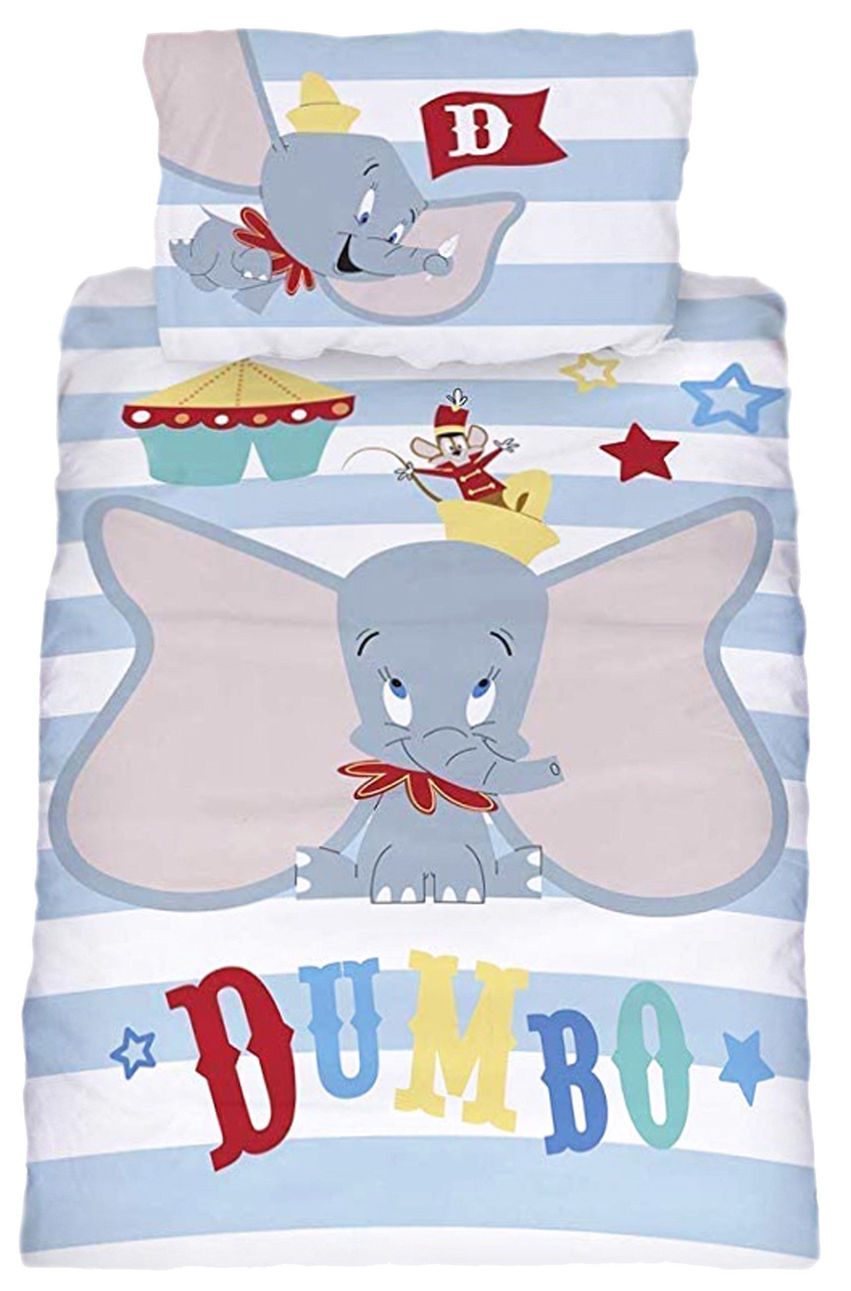 Bettbezug Weiß-hellblaue Kinderbettwäsche Einzelset 120x150cm Dumbo DISNEY, Sarcia.eu