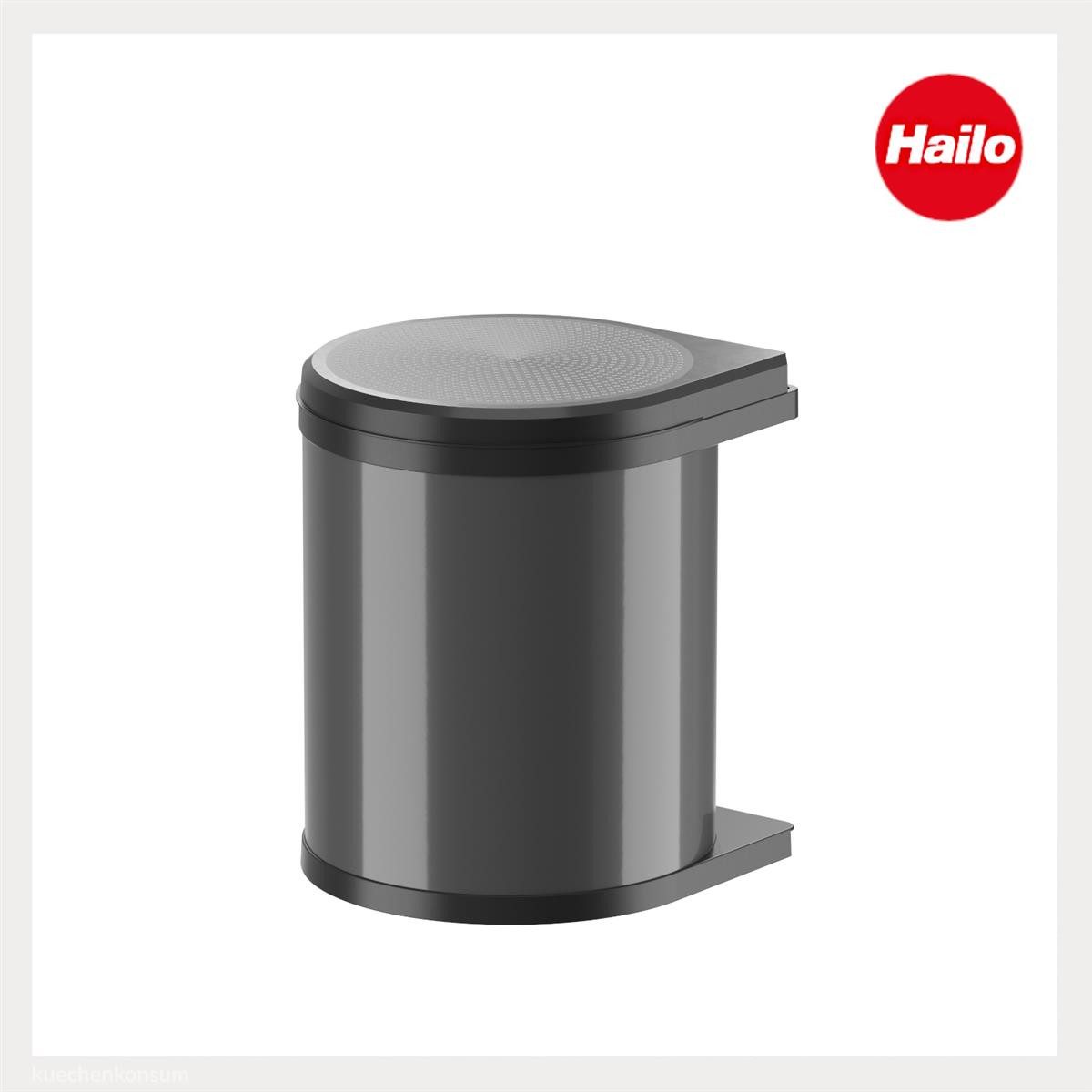 Hailo Einbaumülleimer Hailo Abfallsammler 3515071 MO Swing sg Mono 15 Liter dunkelgrau, für Schrankbreite ab 400 mm mit Drehtür