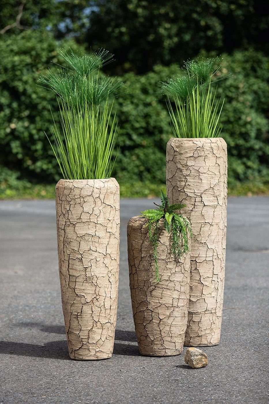 Dekoartikel Dekovase GILDE natur Crepa Vase dekorative Tischvase herausnehmbaren, 97 Dekovase (BxHxL) Fiberglas mit Vase Dekovase cm