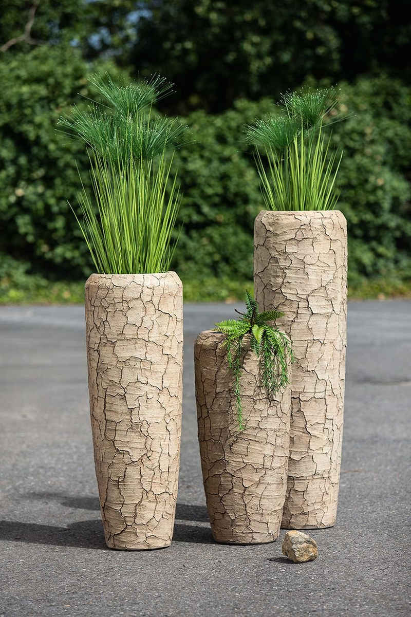 GILDE Dekovase Fiberglas Dekovase Crepa natur (BxHxL) 97 cm mit herausnehmbaren, Vase Tischvase Dekovase dekorative Vase Dekoartikel