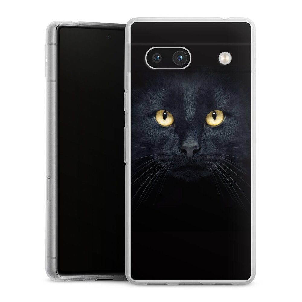DeinDesign Handyhülle Katze Auge schwarz Tom Cat, Google Pixel 7a Silikon Hülle Bumper Case Handy Schutzhülle