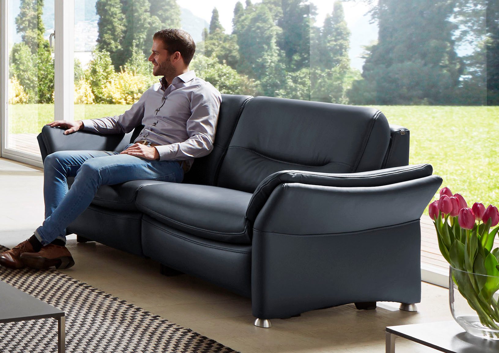 HUKLA 2,5-Sitzer HU-SF15058 Ledersofa, Breite 194 günstig online kaufen