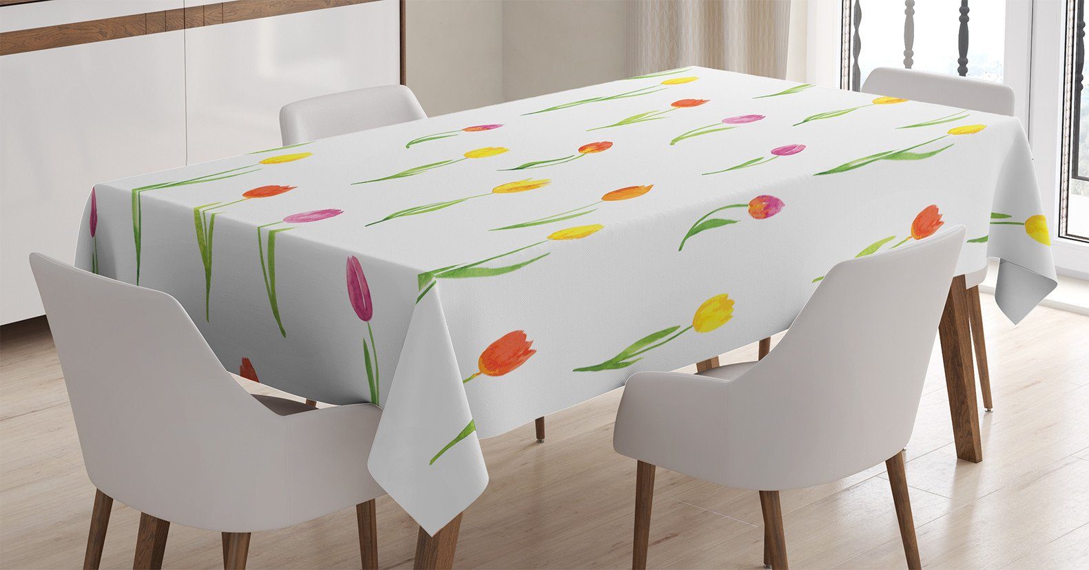 Abakuhaus Tischdecke Farben, den Farbfest Bereich Waschbar Für Klare geeignet Tulpen Außen Bunt Land
