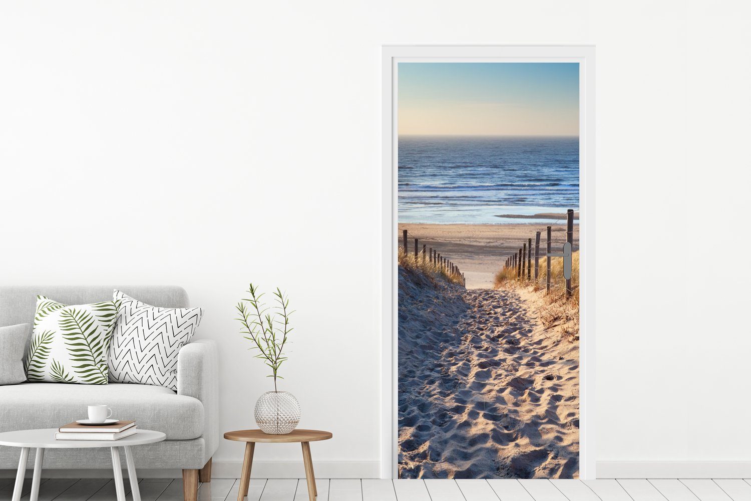 Meer Sommer, - - Tür, Strand St), - cm MuchoWow Matt, Düne Sand - 75x205 (1 Türaufkleber, bedruckt, Türtapete Fototapete für