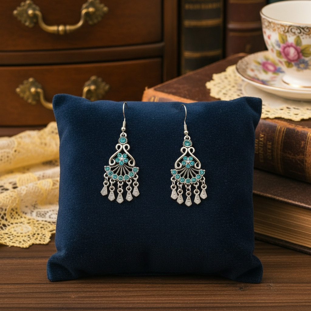 The Beauty House Ohrring-Set Ethno Vintage Ohrringe Damen – Boho Ohrhänger mit Edelstein Look