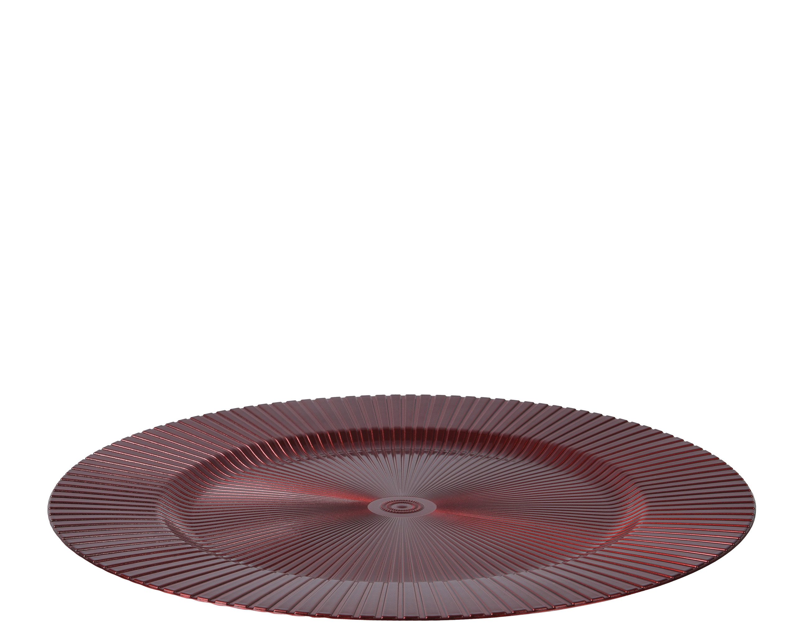 Kaemingk Dekoteller, Dekoteller 33cm Kunststoff mit Rillen - Dunkelrot günstig online kaufen