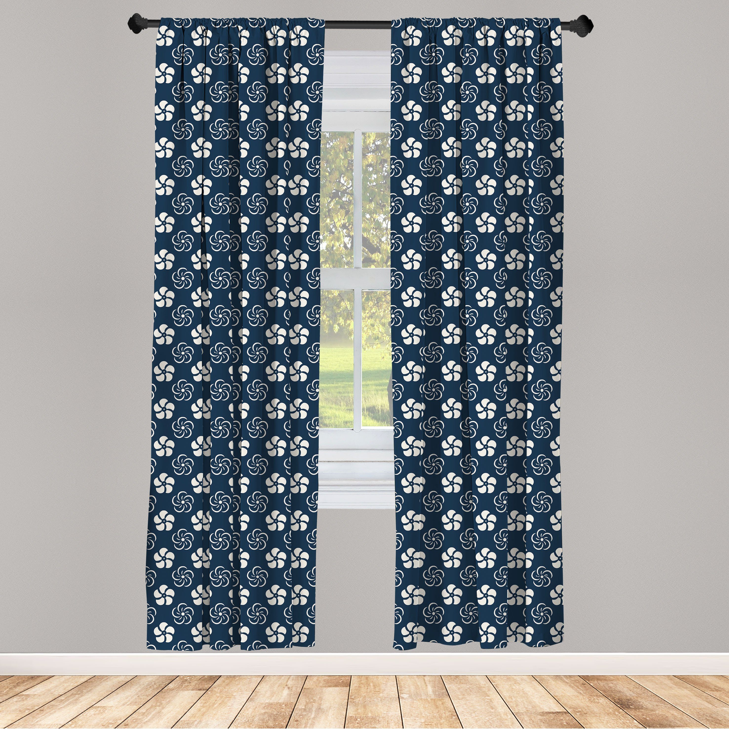 Gardine Vorhang für Wohnzimmer Schlafzimmer Dekor, Abakuhaus, Microfaser, Geometrisch Retro japanische Flora