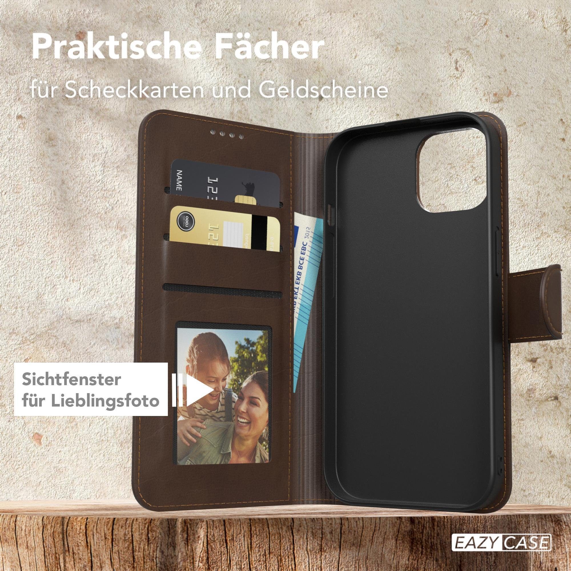 EAZY CASE Handyhülle Business Handytasche Kartenfächer für iPhone 15 6,1 Zoll, Tasche Klapphülle aus Kunstleder Book Cover mit Kartenfächer Braun