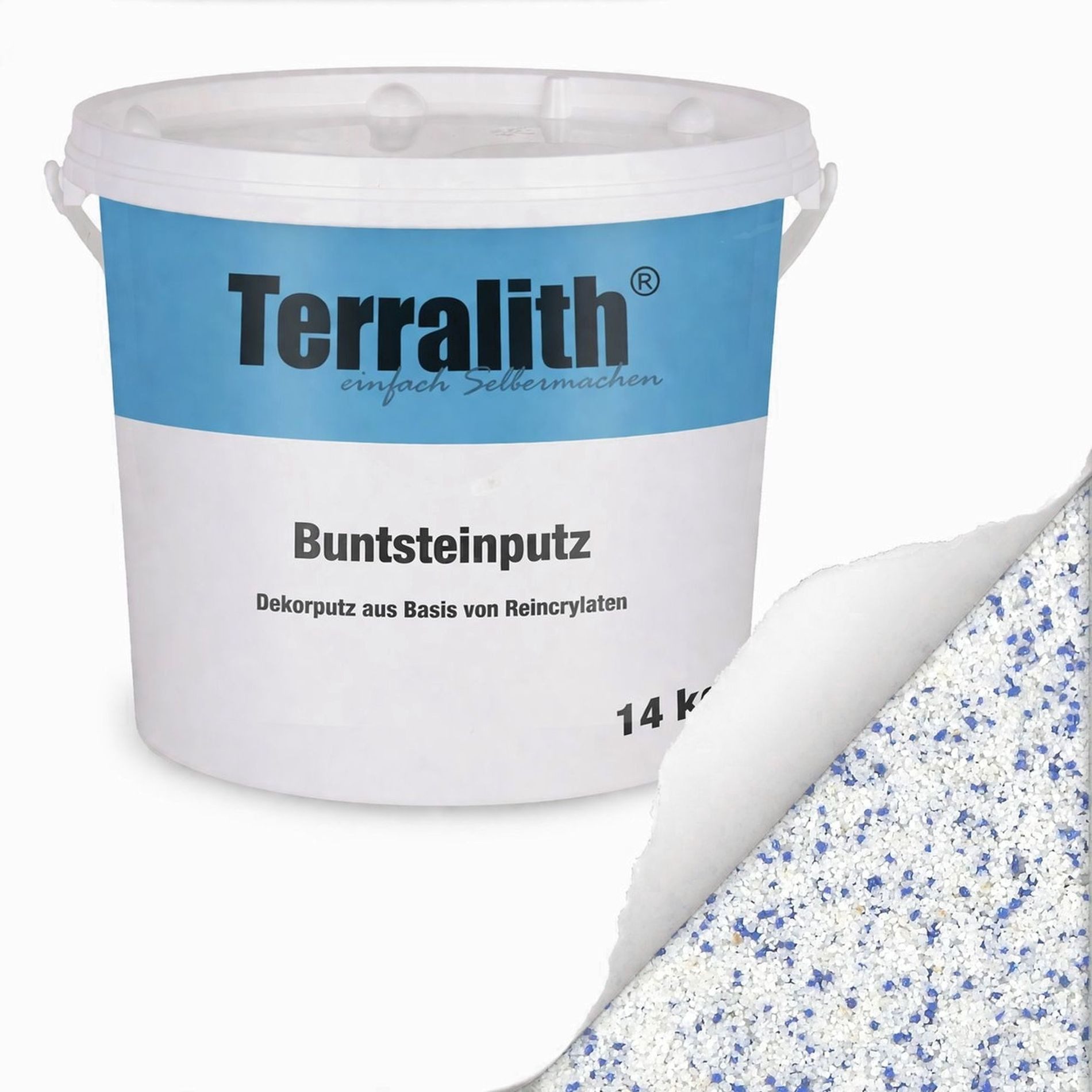 Terralith® Kunstharzputz Buntsteinputz Mosaikputz 2mm -14 kg- BSP104 (Eimer, Verarbeitungsfertig) Dekorationsputz aus Marmor-Granulat bzw. eingefärbter Körnung