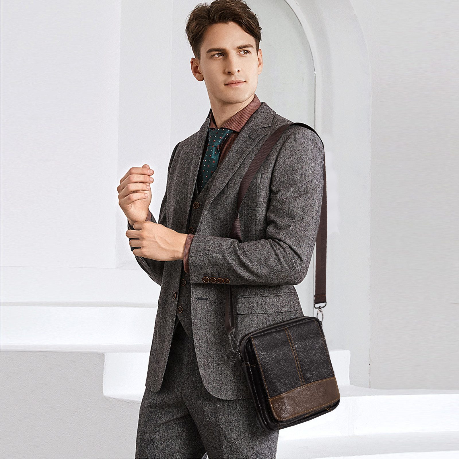 TAN.TOMI Umhängetasche Leder Umhängetasche Herren Echtleder Schultertasche günstig online kaufen