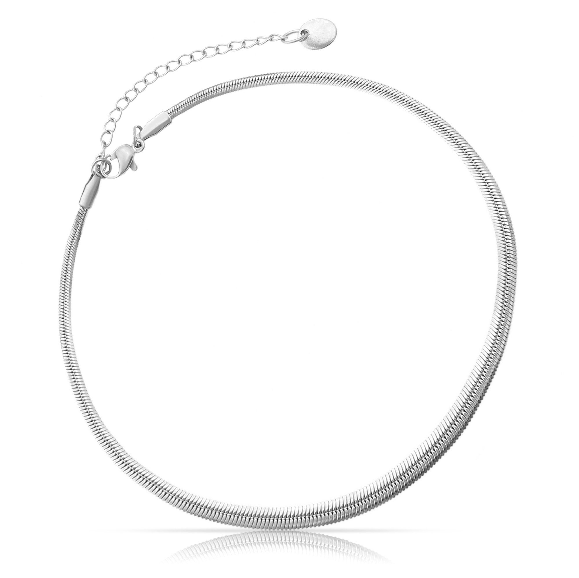 Made by Nami Fußkette mit starkem Karabiner-Verschluss Edelstahl, Schlangen-Design Fußschmuck Damen