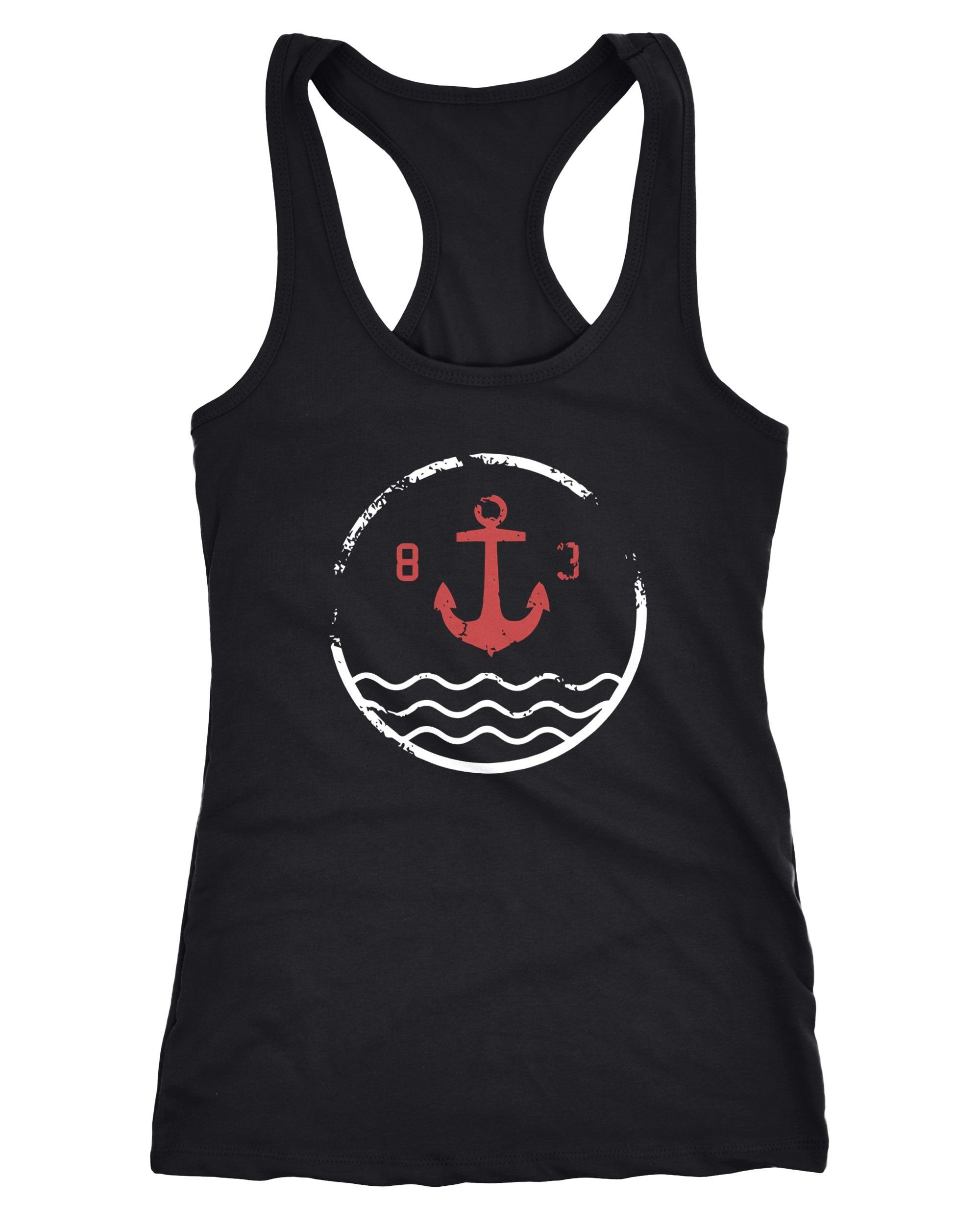 Tanktop Damen Tank Top Anker Vintage Wellen minimalistisch Racerback Tanktop