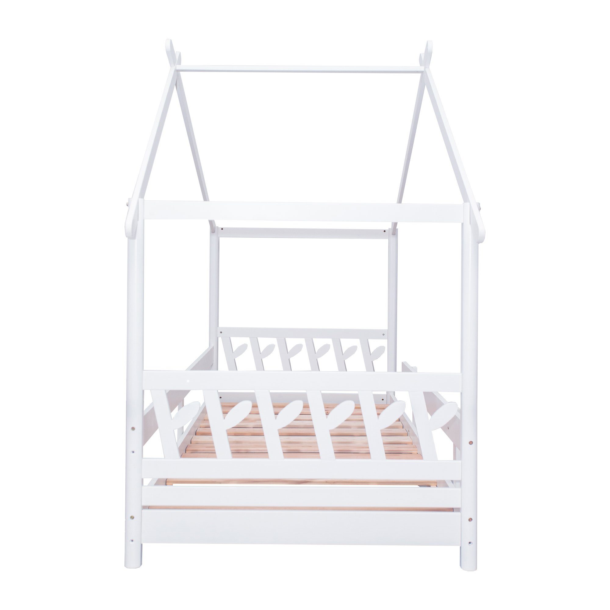 Ulife Kinderbett mit Gitter und Lattenrost, 190 Rausfallschutz, 90 | × Weiß Weiß cm Weiß 
