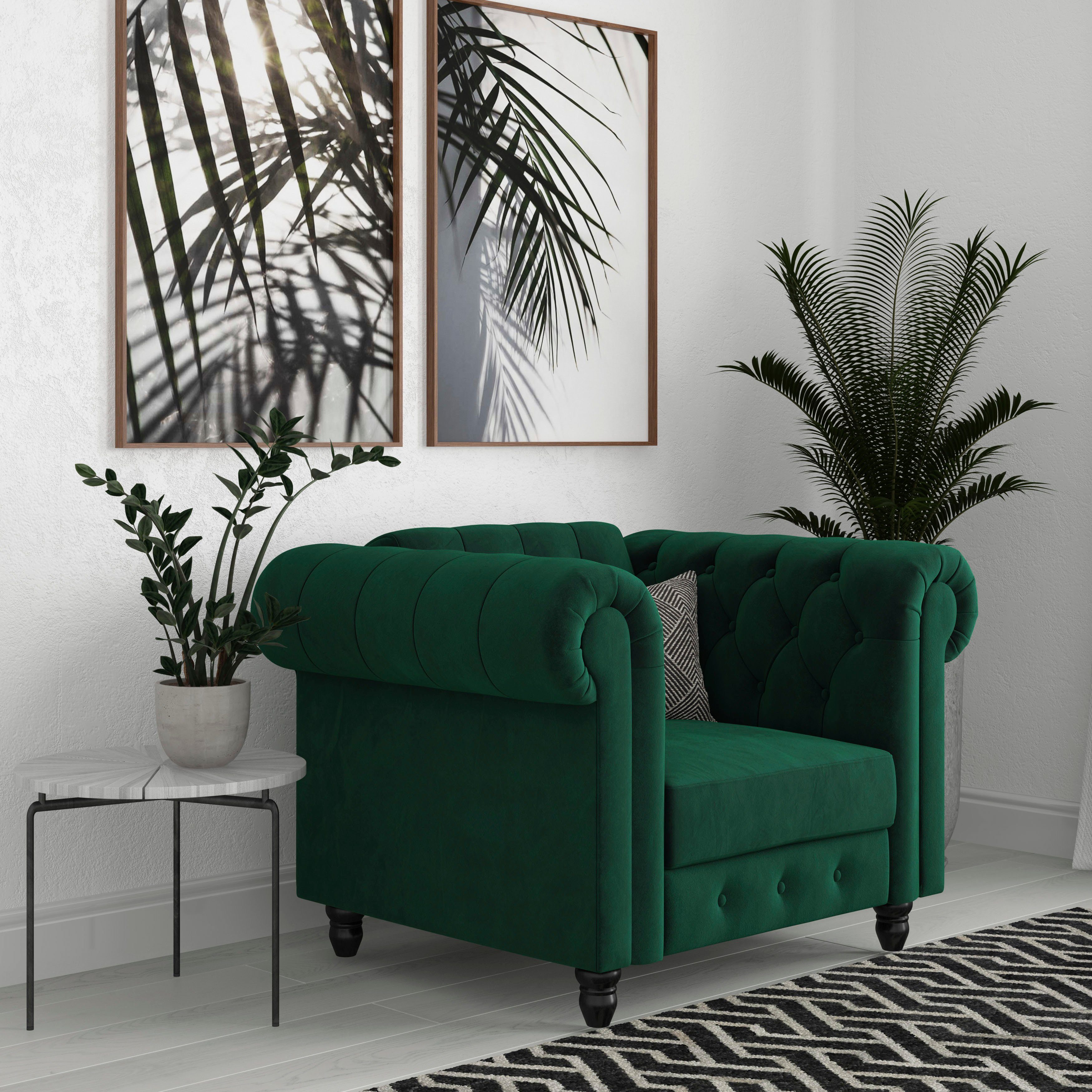 Dorel Home Chesterfield-Sessel Felix, mit Rückenlehne 3-fach verstellbar, Beine Massivholz, Sitzhöhe 46 cm