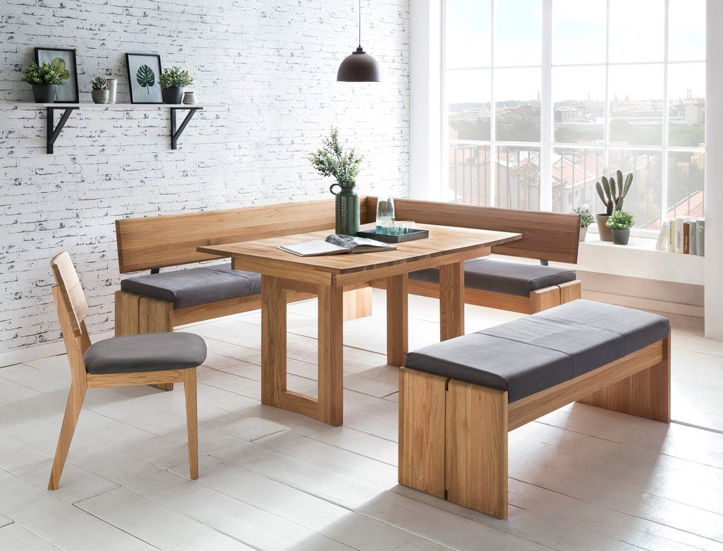 expendio Eckbankgruppe »Kosta XL«, (Spar-Set, 4-tlg), Ausziehtisch Eiche natur massiv 130(180 ...