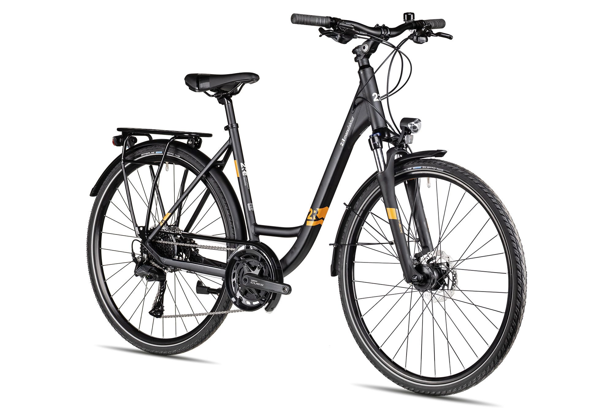 2R Manufaktur Trekkingrad TRS FOUR Wave, 20 Gang Shimano Cues RD-U6020-10 Schaltwerk, Kettenschaltung, hydraulische Scheibenbremse schwarz/grau
